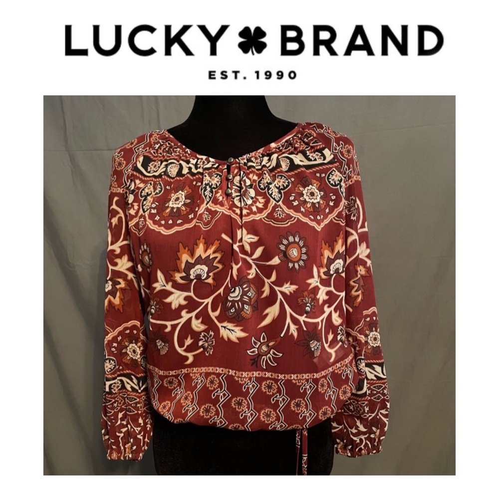 Lucky Brand Rust Orange And Cream Color Boho Styl… - image 1